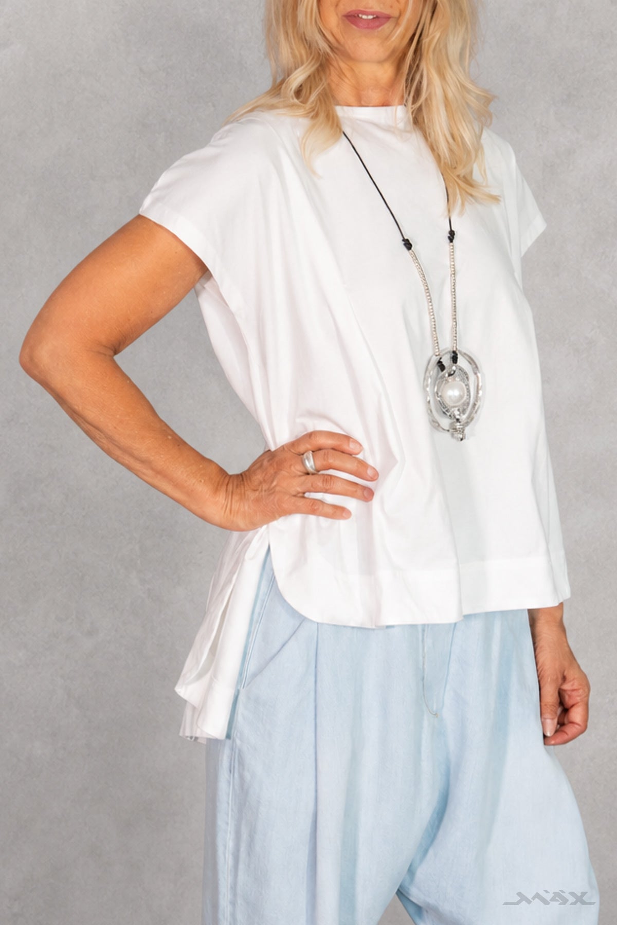 Vokuhila-Shirt mit Plissee-Detail Gr. onesize (38-44)