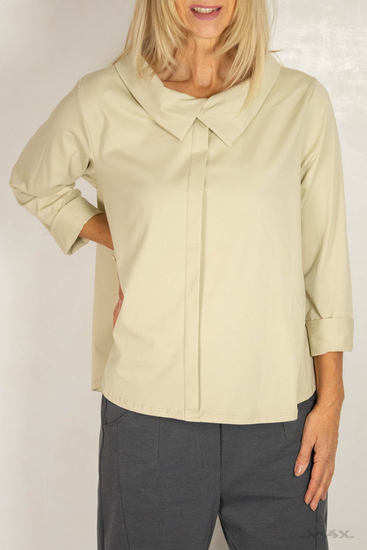 leichte Langarm-Hemdbluse mit Doppelkragen Gr. Onesize (36–42)