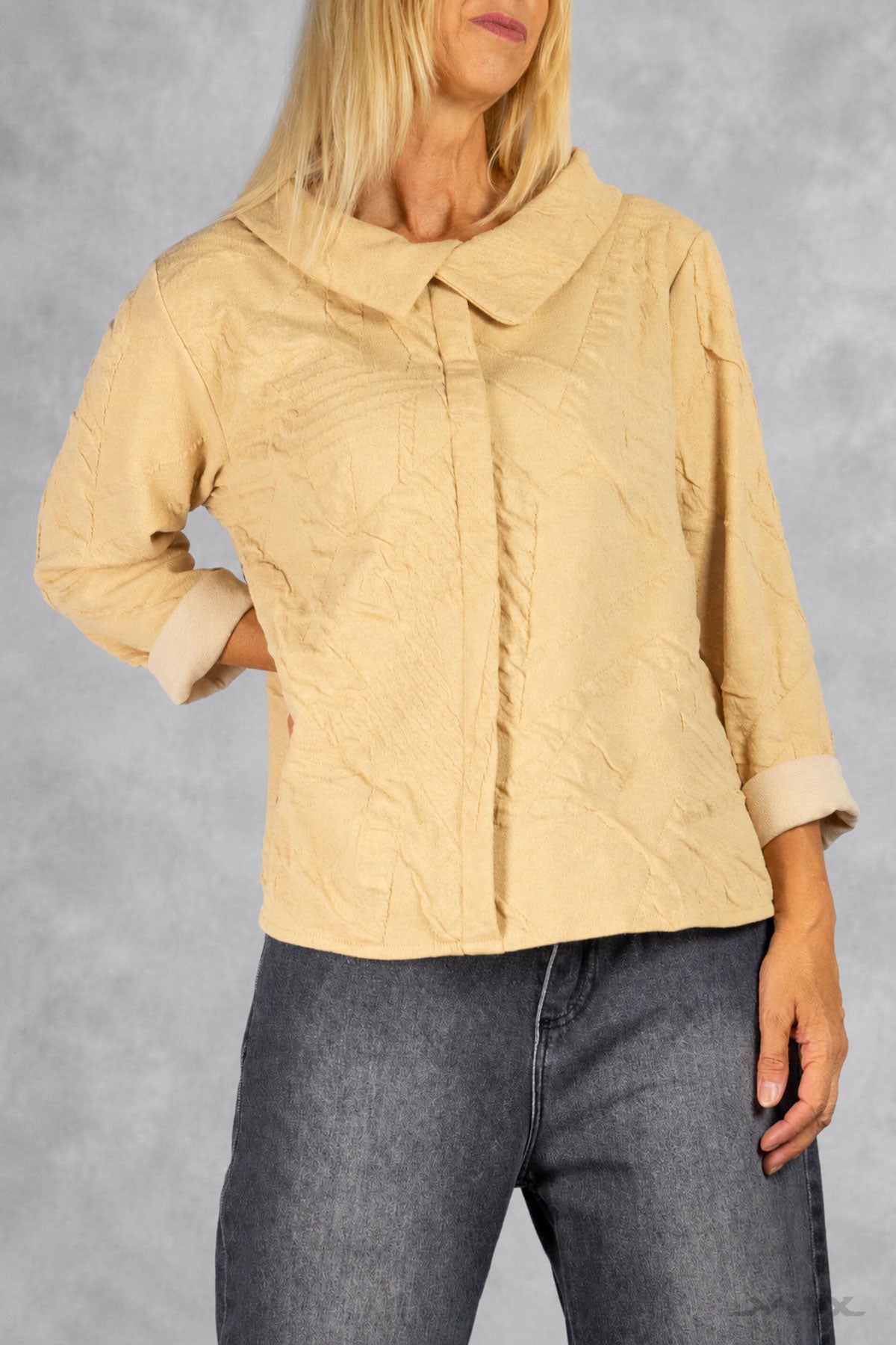 Strukturiertes Shirt mit Doppelkragen Gr. onesize(38-42)