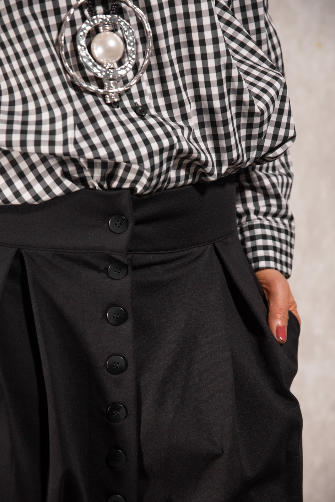 Haremshose mit Bundfalten und Knopfleiste Gr. Onesize (36-40)