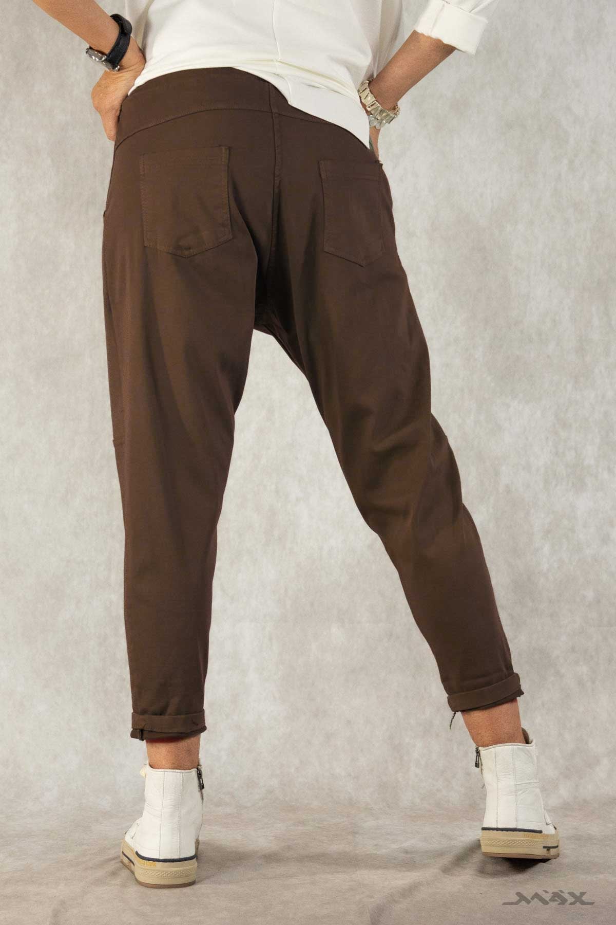 Haremshose dunkelbraun aus stretchigem Jeans-Stoff Gr. onesize(passend bei 38-44)