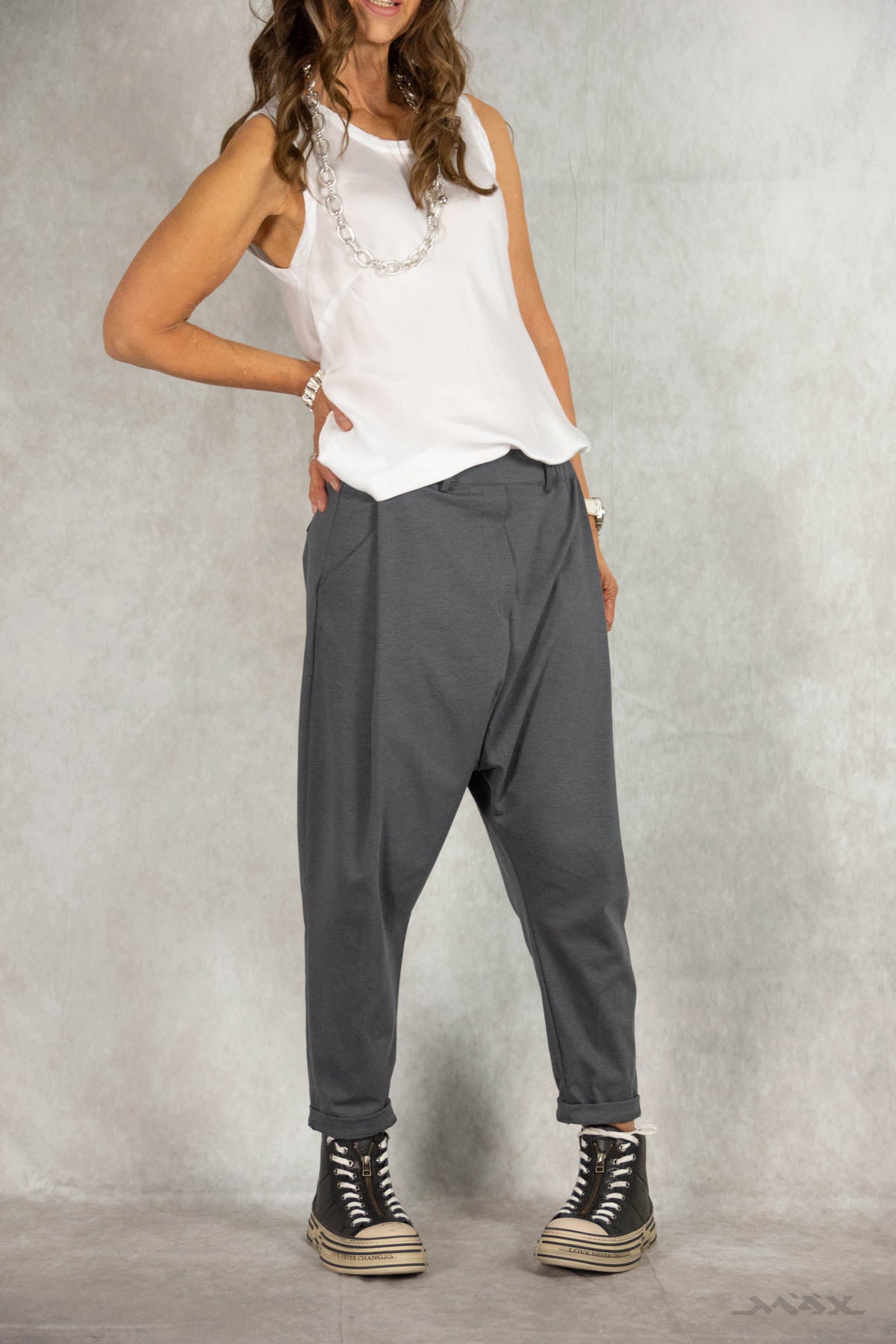 Baggy broek donkergrijs maat Één maat (36-42)