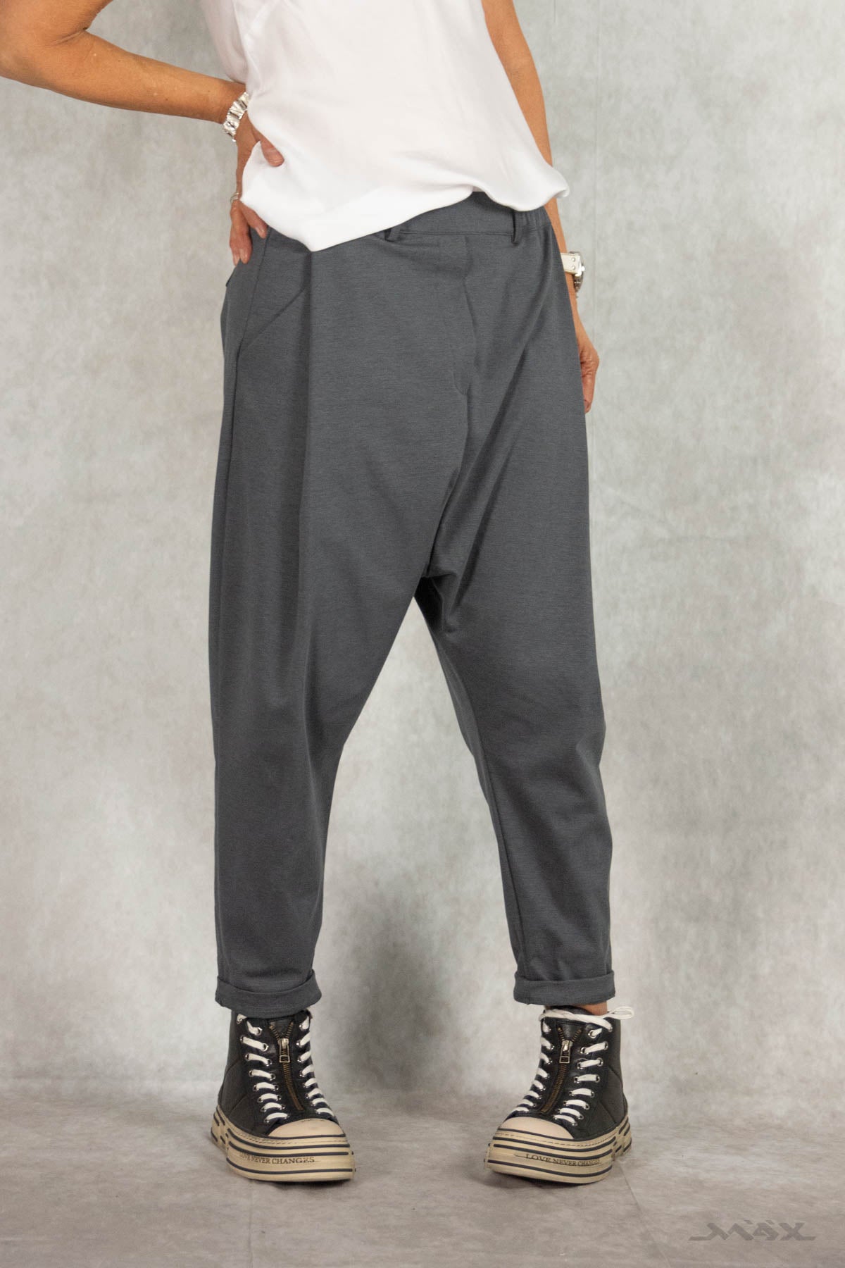 Baggy broek donkergrijs maat Één maat (36-42)
