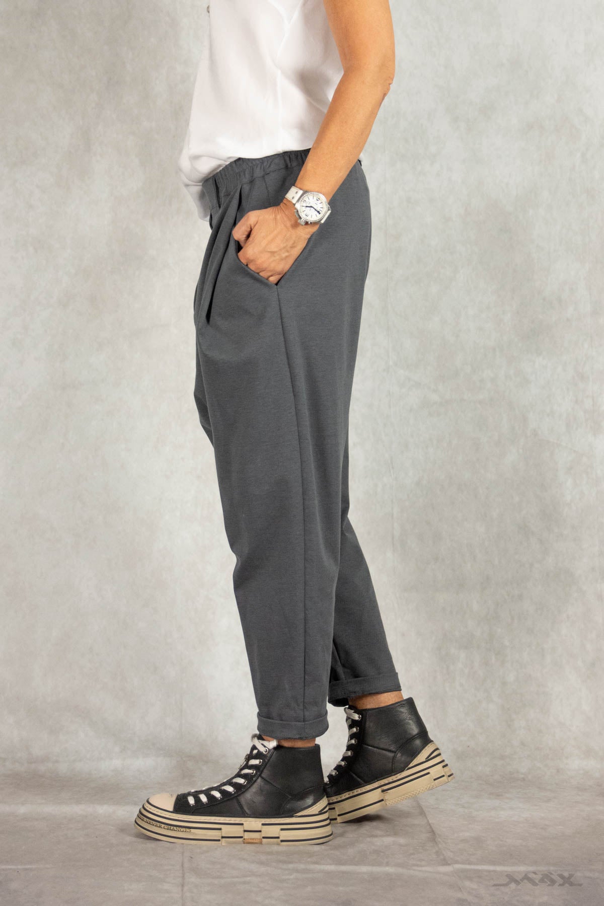 Baggy broek donkergrijs maat Één maat (36-42)