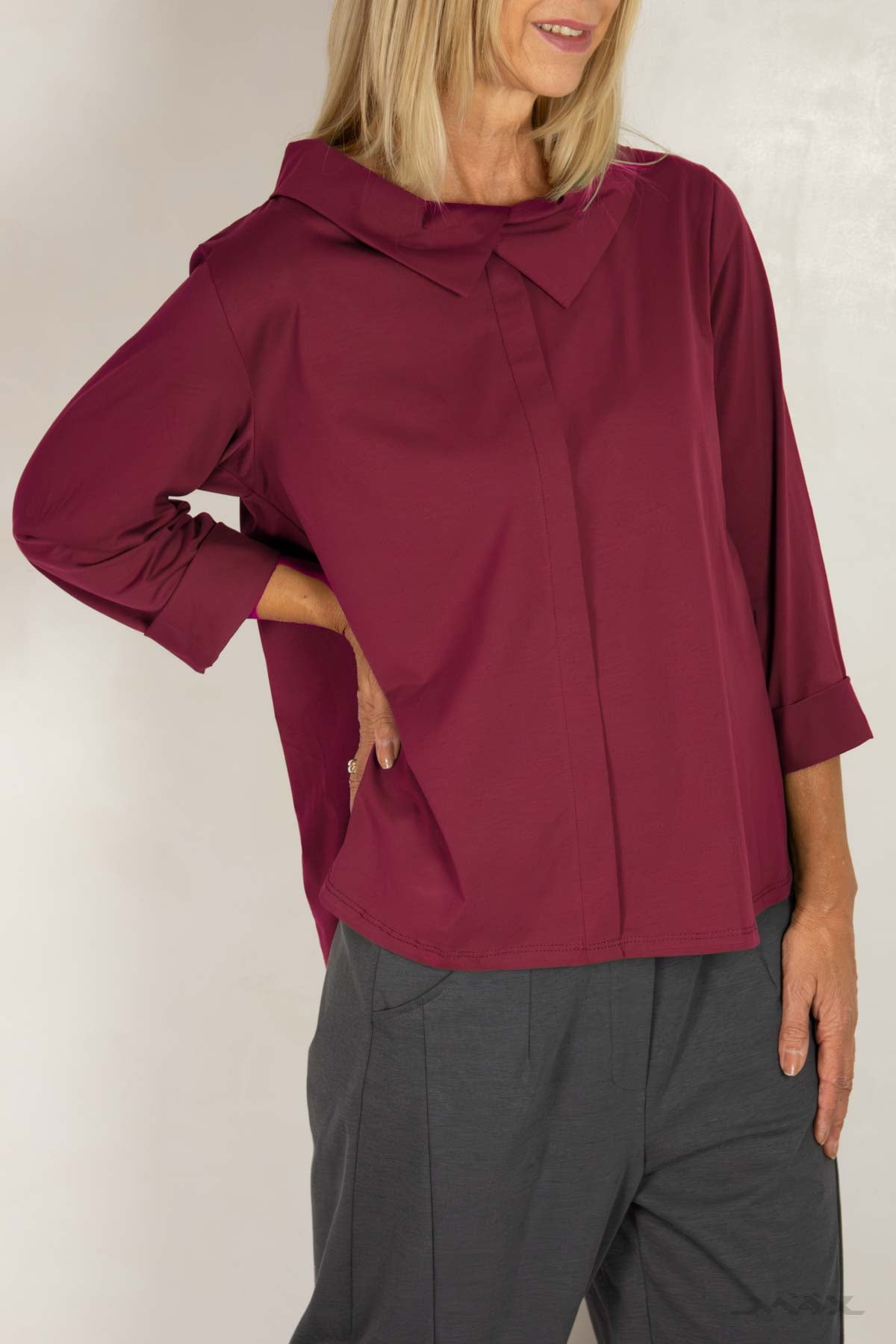 leichte Langarm-Hemdbluse mit Doppelkragen Gr. Onesize (36–42)