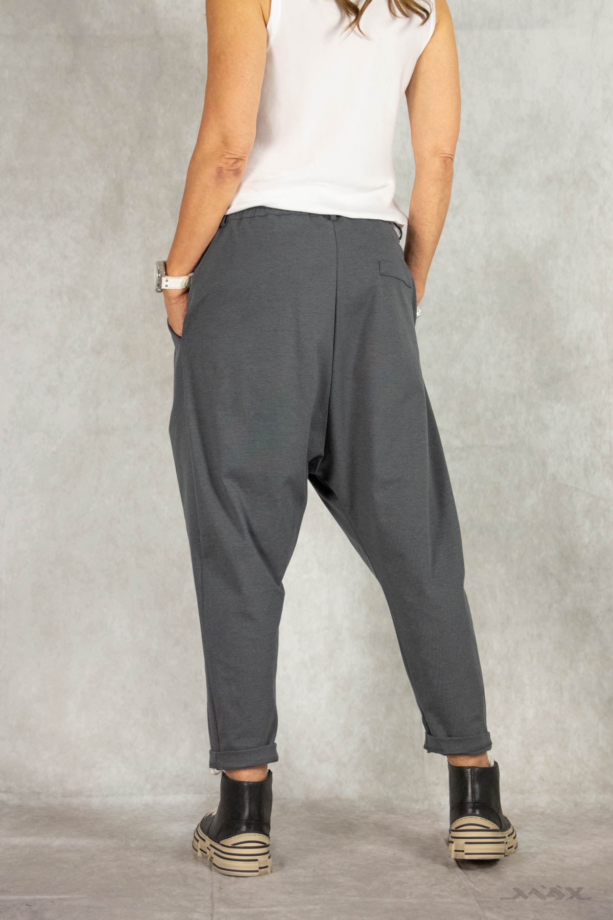 Baggy broek donkergrijs maat Één maat (36-42)