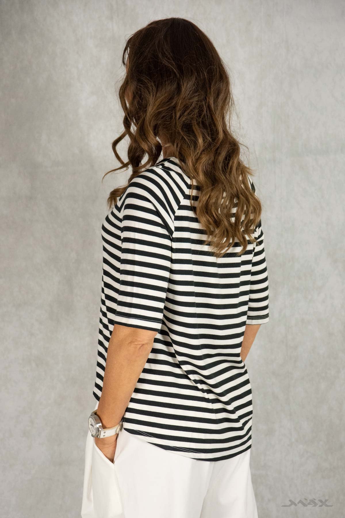 gestreiftes Viskose-Shirt schwarz-weiß (36-40)