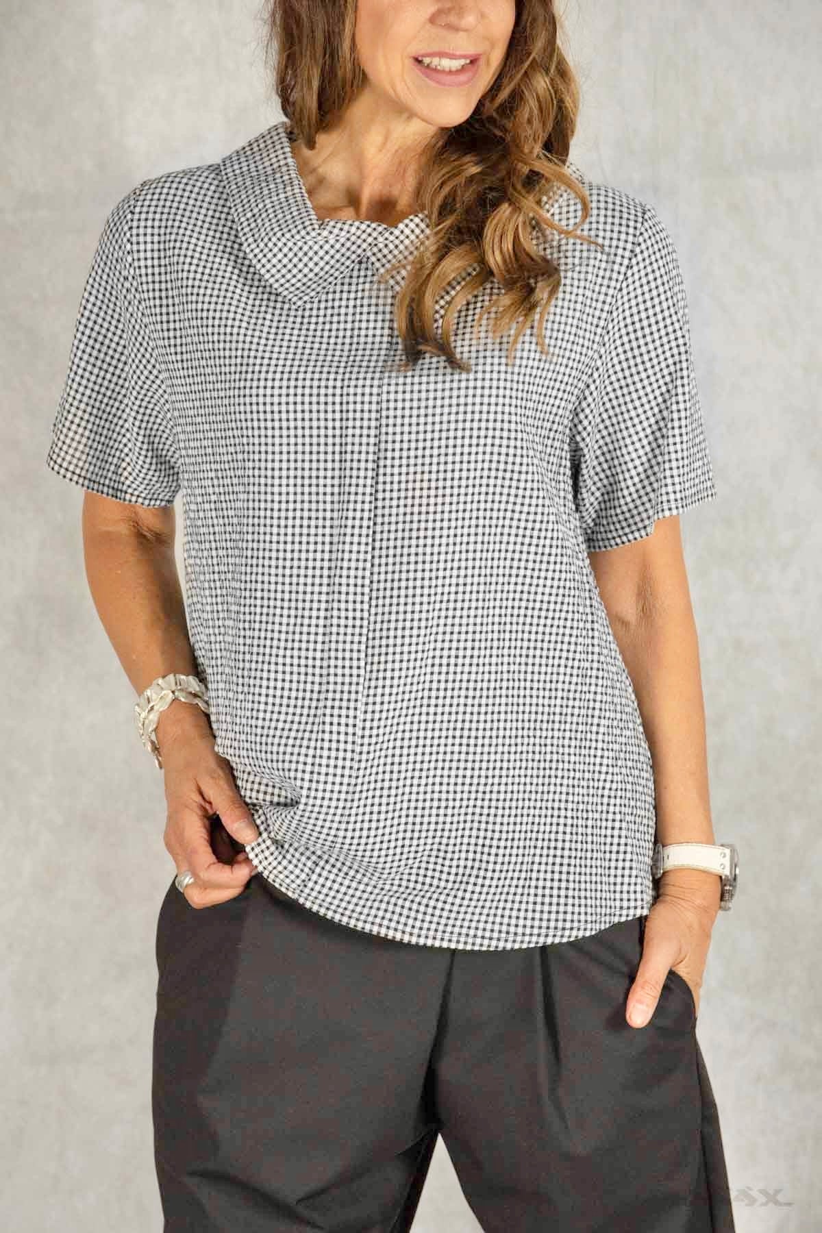 Kurzarm-Hemd kariert mit Doppelkragen Gr. onesize (38-42)