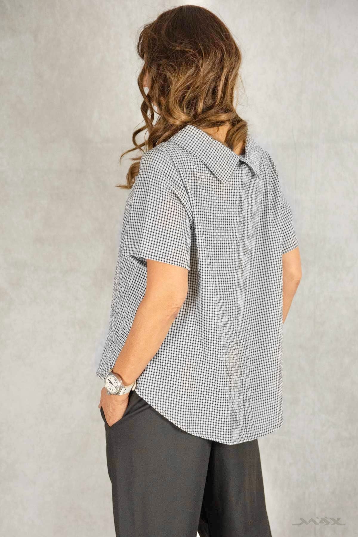 Kurzarm-Hemd kariert mit Doppelkragen Gr. onesize (38-42)