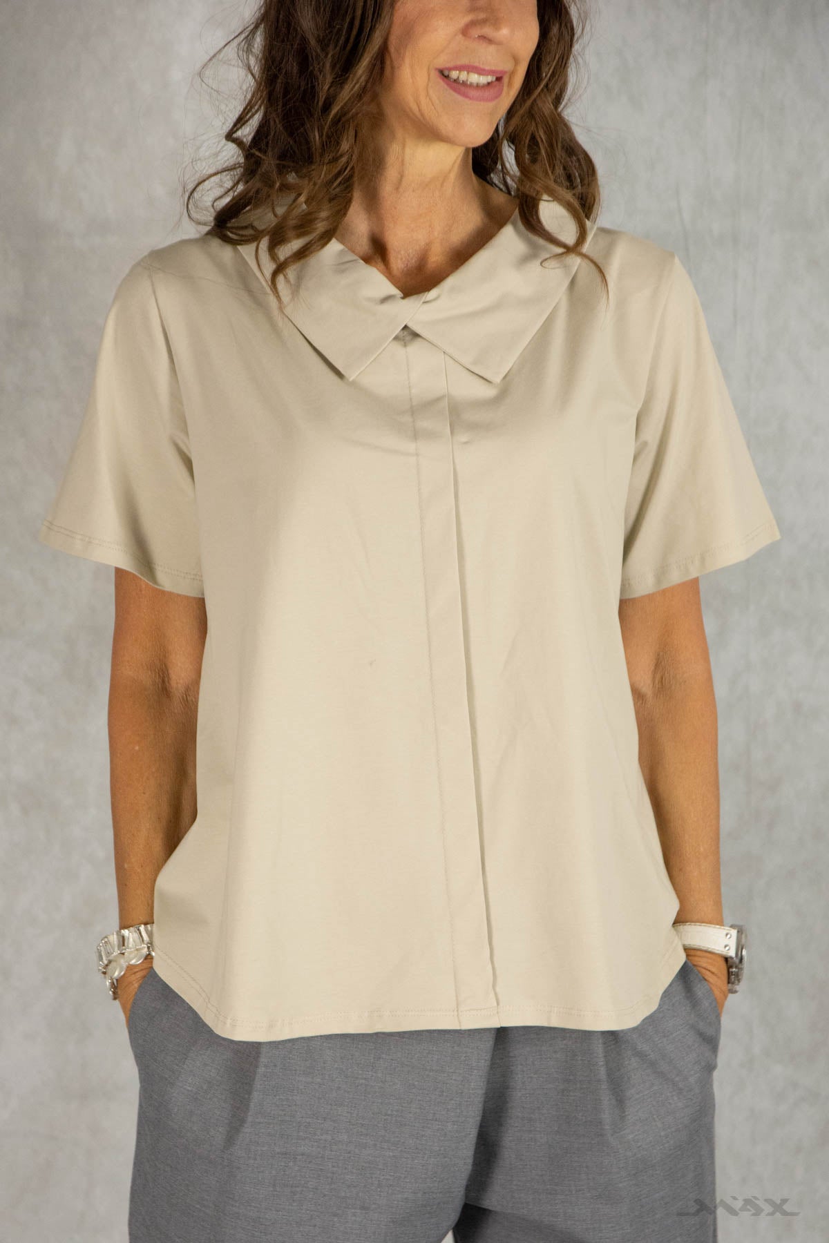 leichte Hemdbluse mit Doppelkragen Gr. Onesize (38-42)