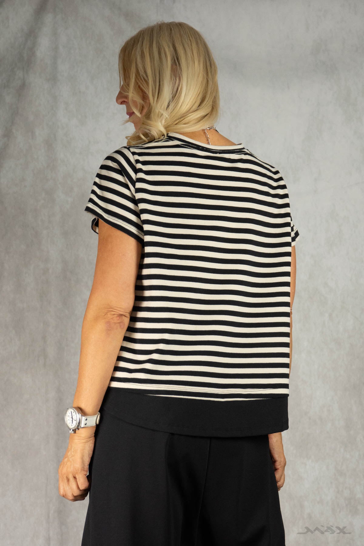 Streifen-Shirt schwarz-creme mit Bund Gr. Onesize (38-42)