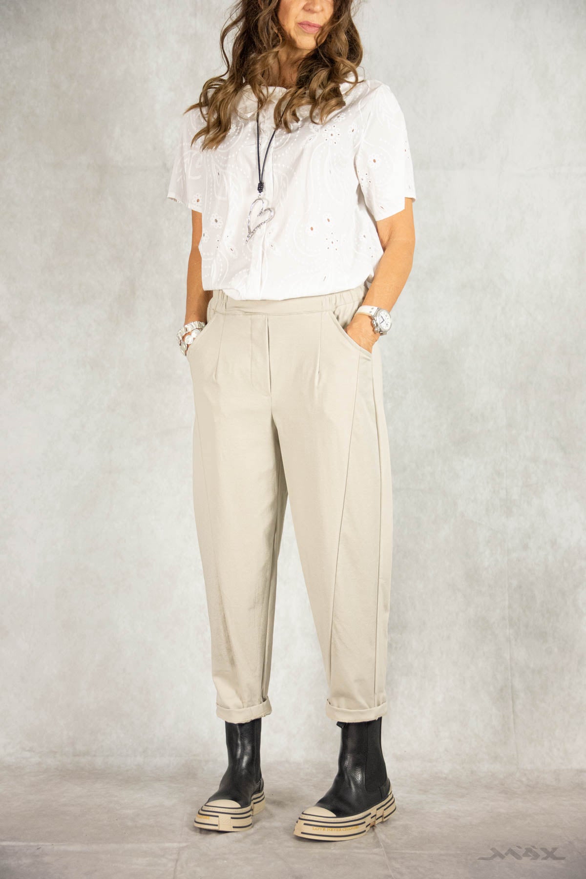 Hose beige mit Ziernaht Gr. onesize (38-42)