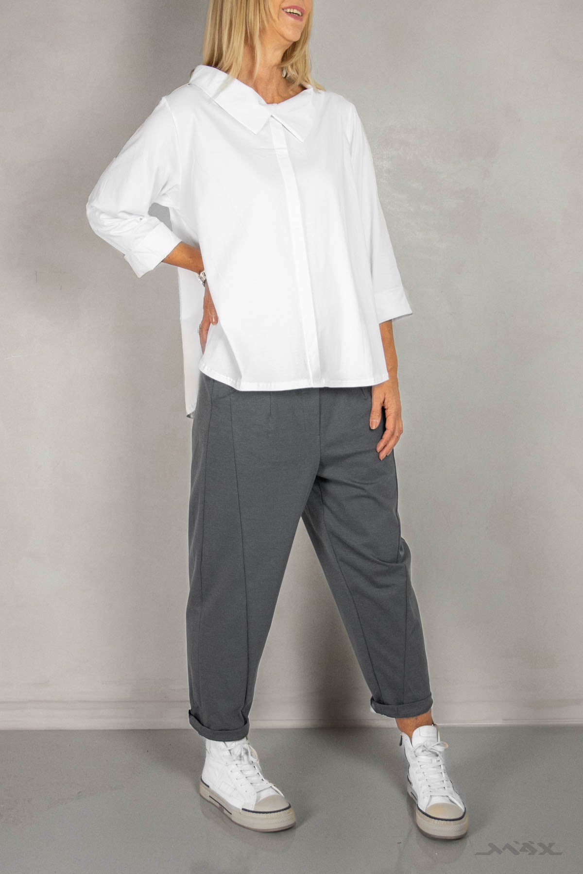 leichte Langarm-Hemdbluse mit Doppelkragen Gr. Onesize (36–42)