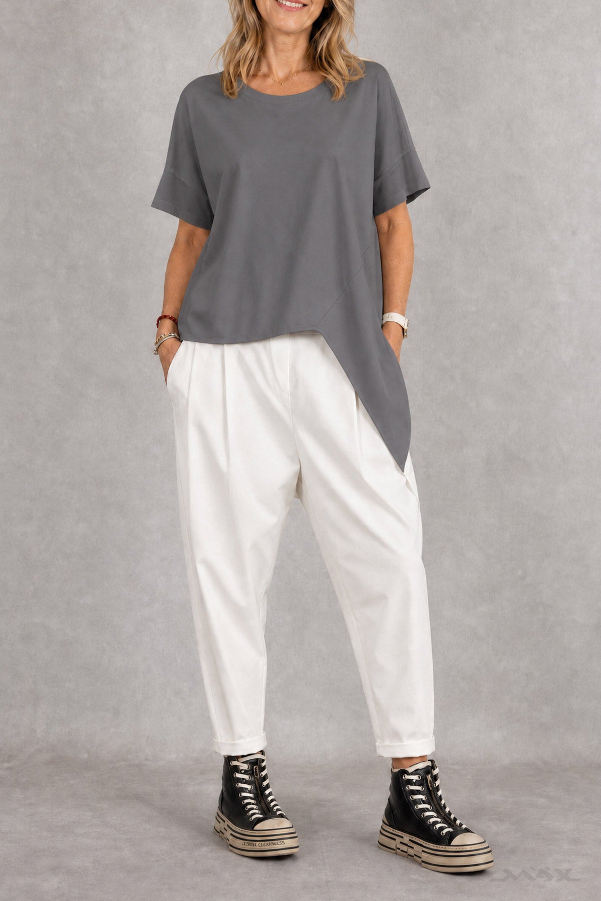 Asymmetrisch Activewear stretchshirt – One Size (38–44)
