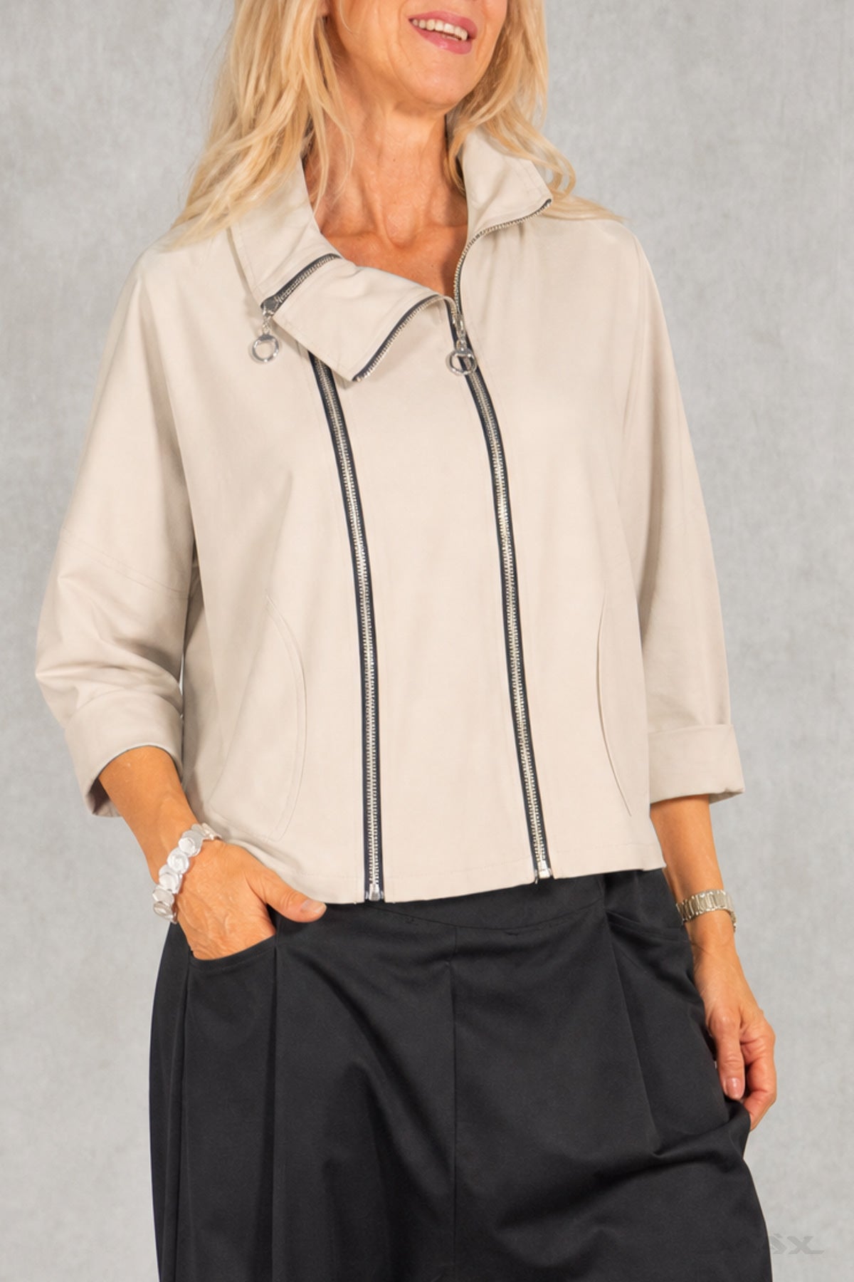 Zip Jacket with Patch Pockets, One Size (38–44)