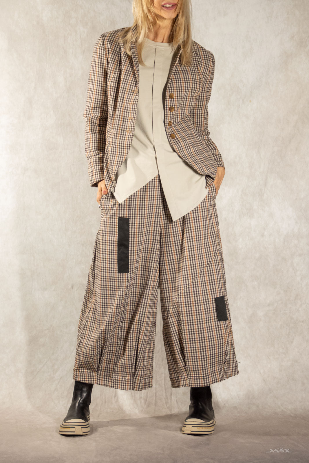 Culottehose beige-braun kariert Gr. Onesize (38-42)