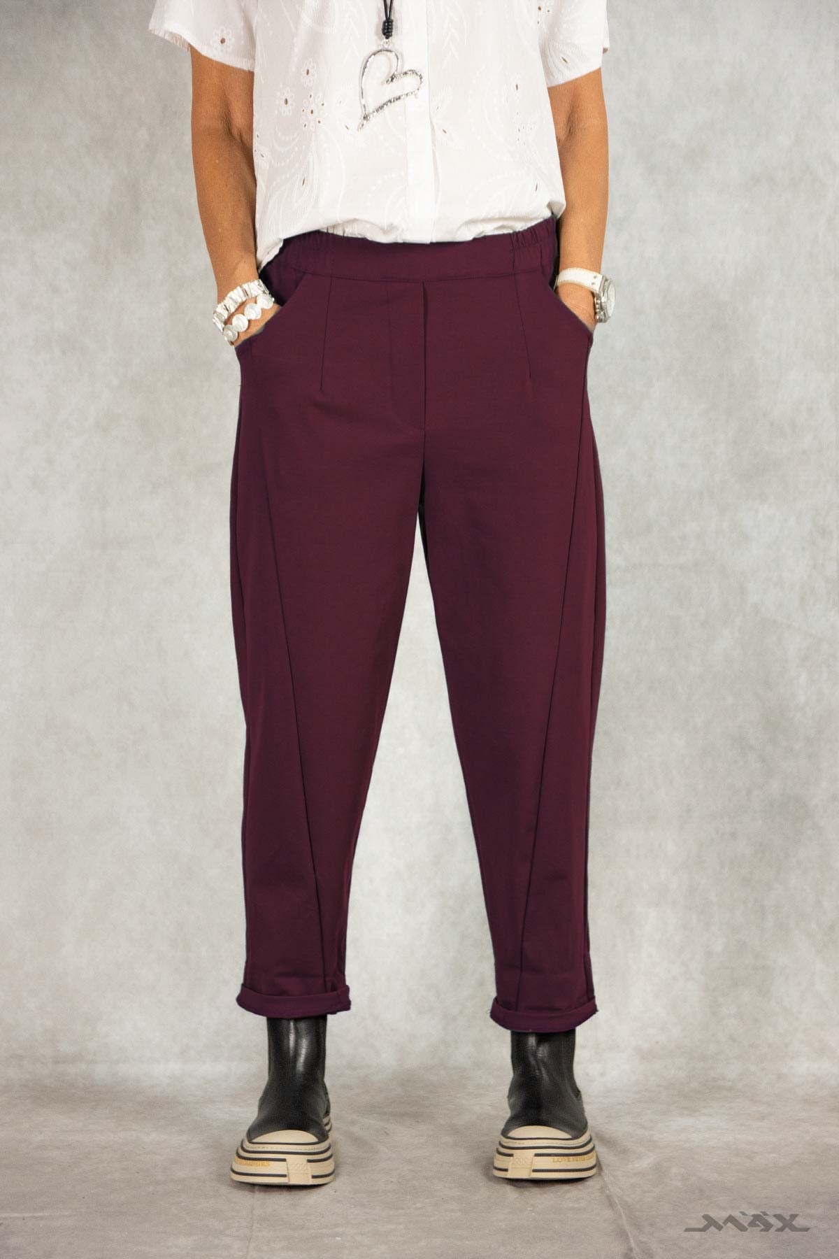 Hose bordeaux mit Ziernaht Gr. onesize (38-42)