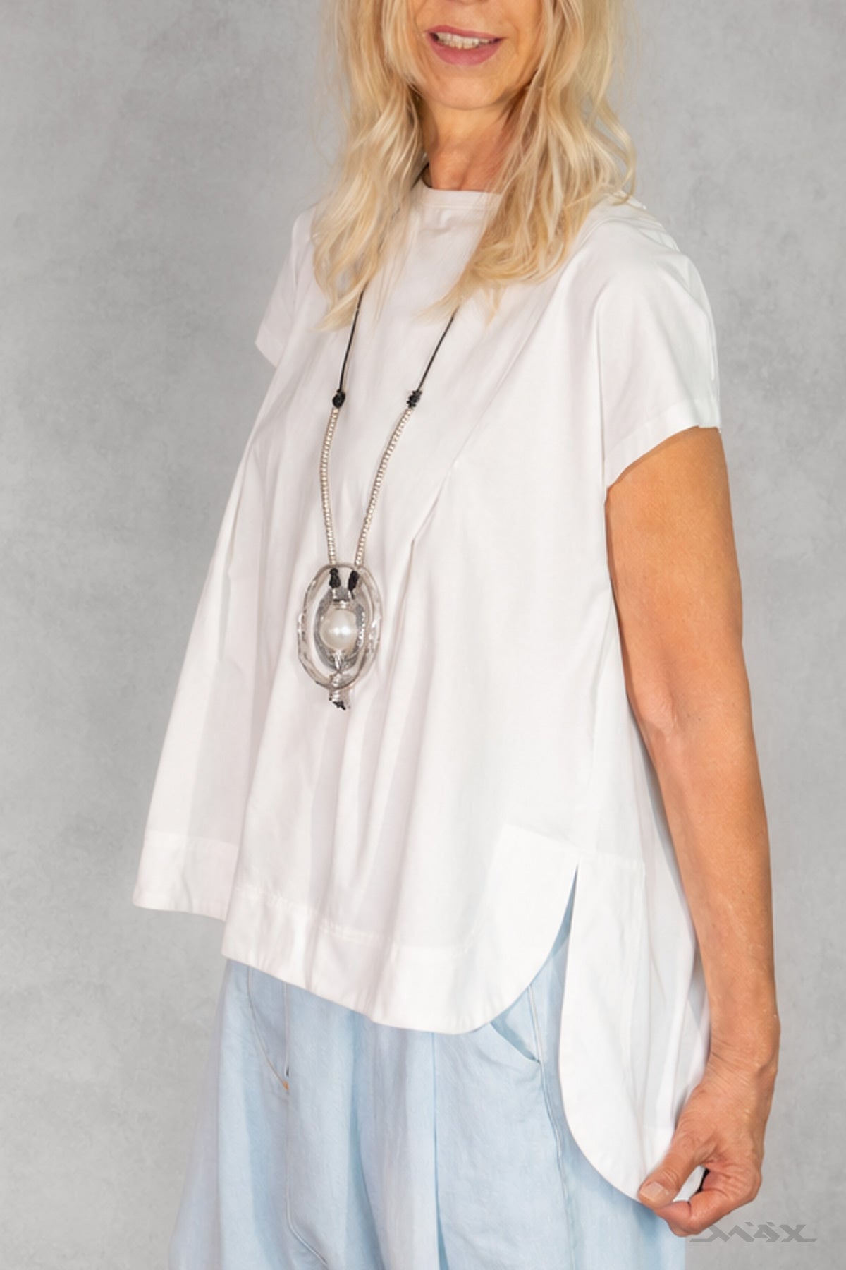 Vokuhila-Shirt mit Plissee-Detail Gr. onesize (38-44)