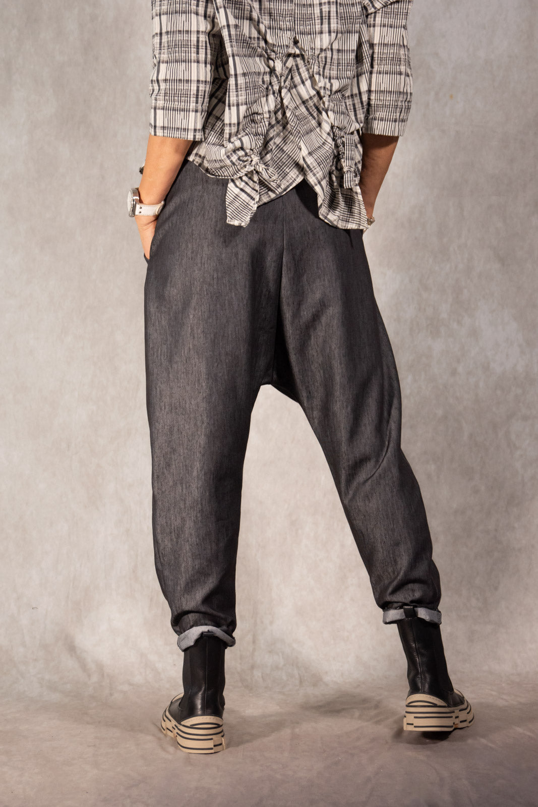 Leinen-Baggyhose anthrazit Gr. Onesize (36-42)