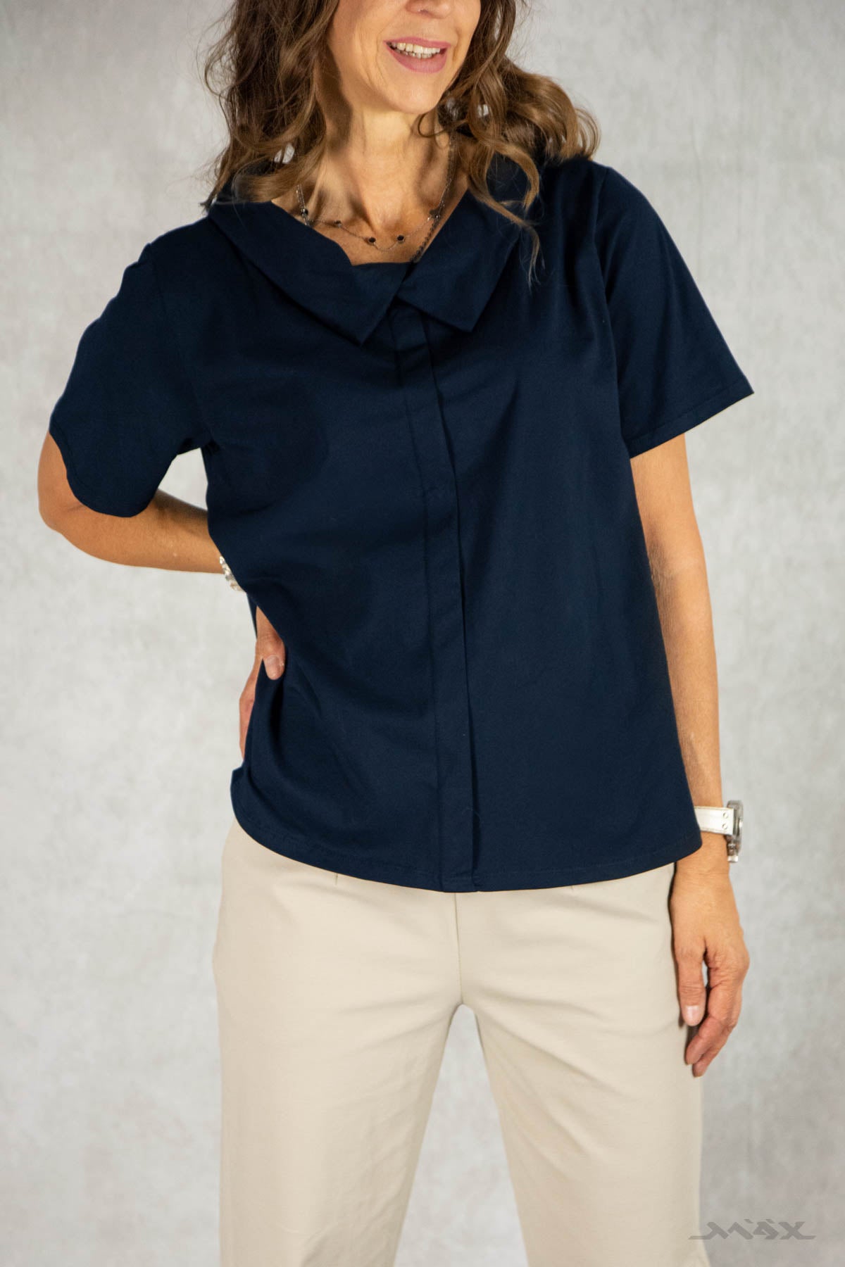 leichte Hemdbluse mit Doppelkragen Gr. Onesize (38-42)