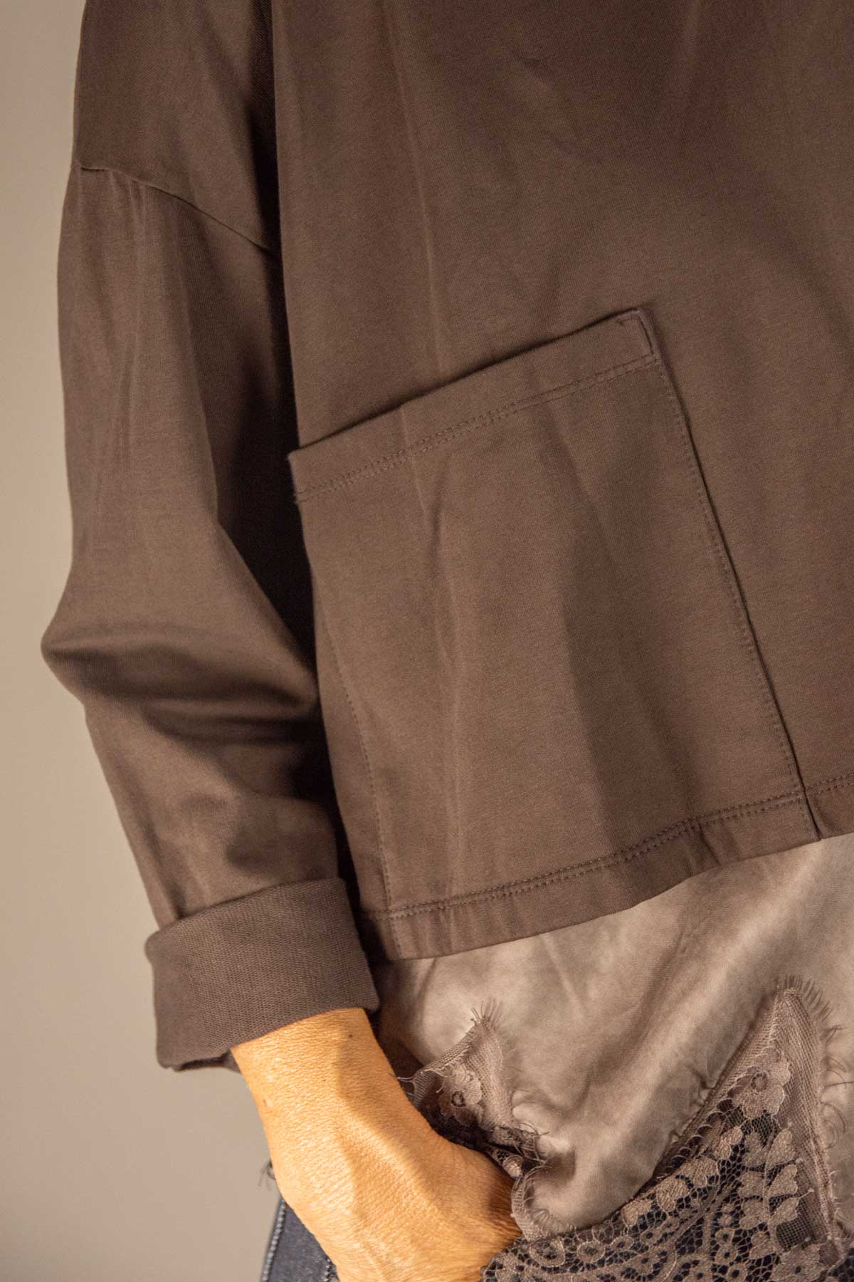 Kort overhemd met opgestikte zak, maat one size (36-42)