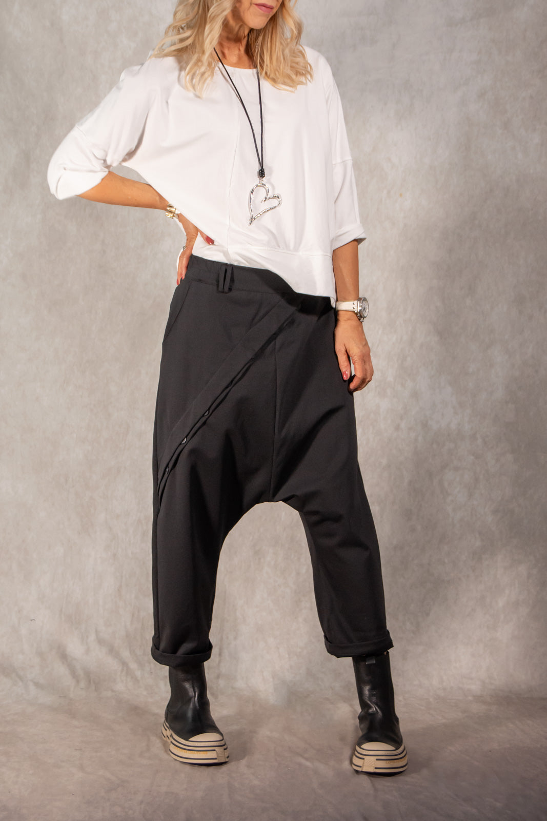 Haremshose mit asymmetrischer Knopfleiste Gr. Onesize (38-44)