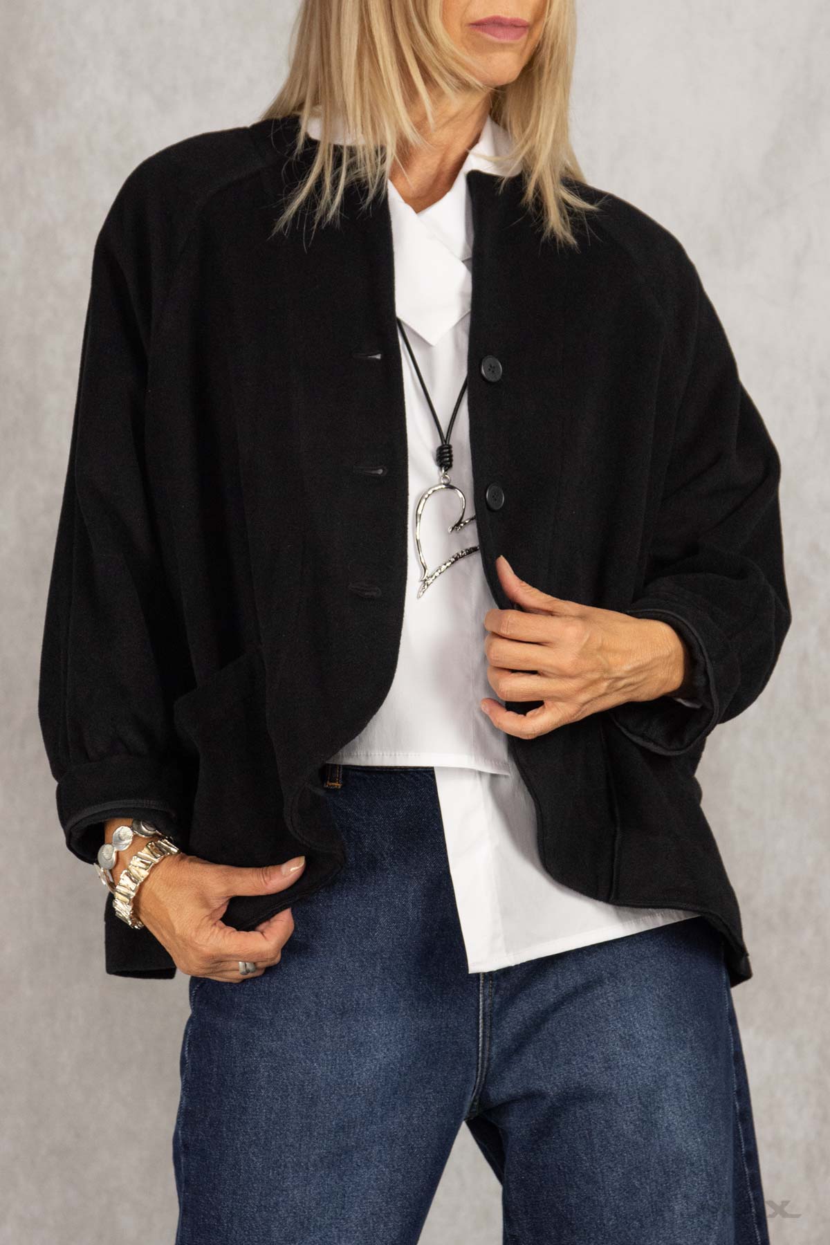 Woll-Jacke schwarz Gr. onesize(38-46)