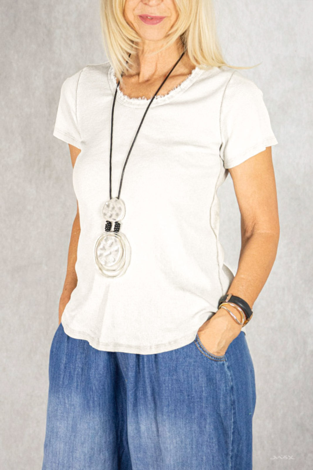 Geribbeld overhemd maat One size (36-42)
