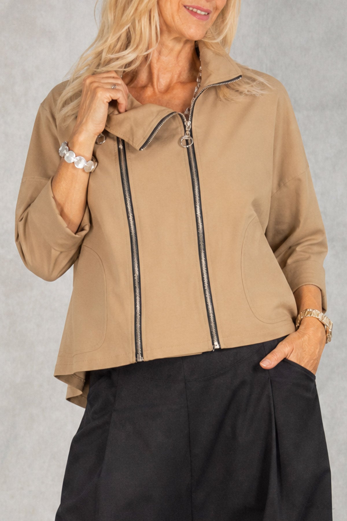 Zip Jacket with Patch Pockets, One Size (38–44)