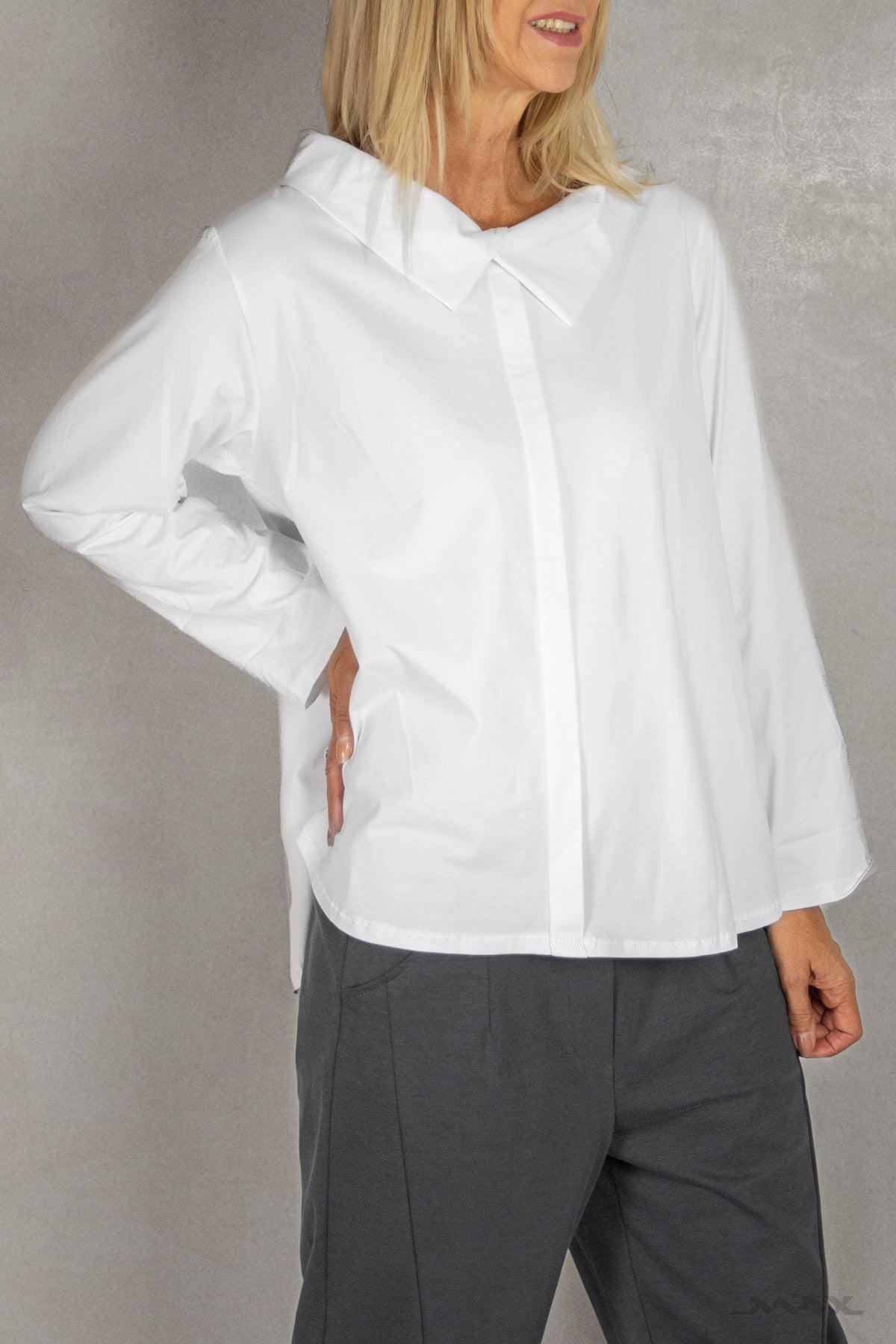 leichte Langarm-Hemdbluse mit Doppelkragen Gr. Onesize (36–42)