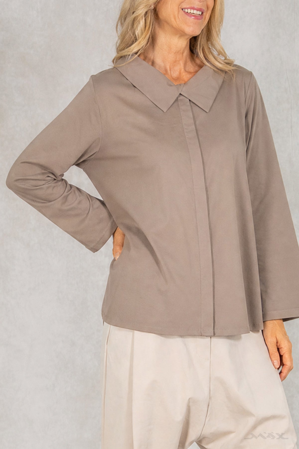 leichte Langarm-Hemdbluse mit Doppelkragen Gr. Onesize (36–42)