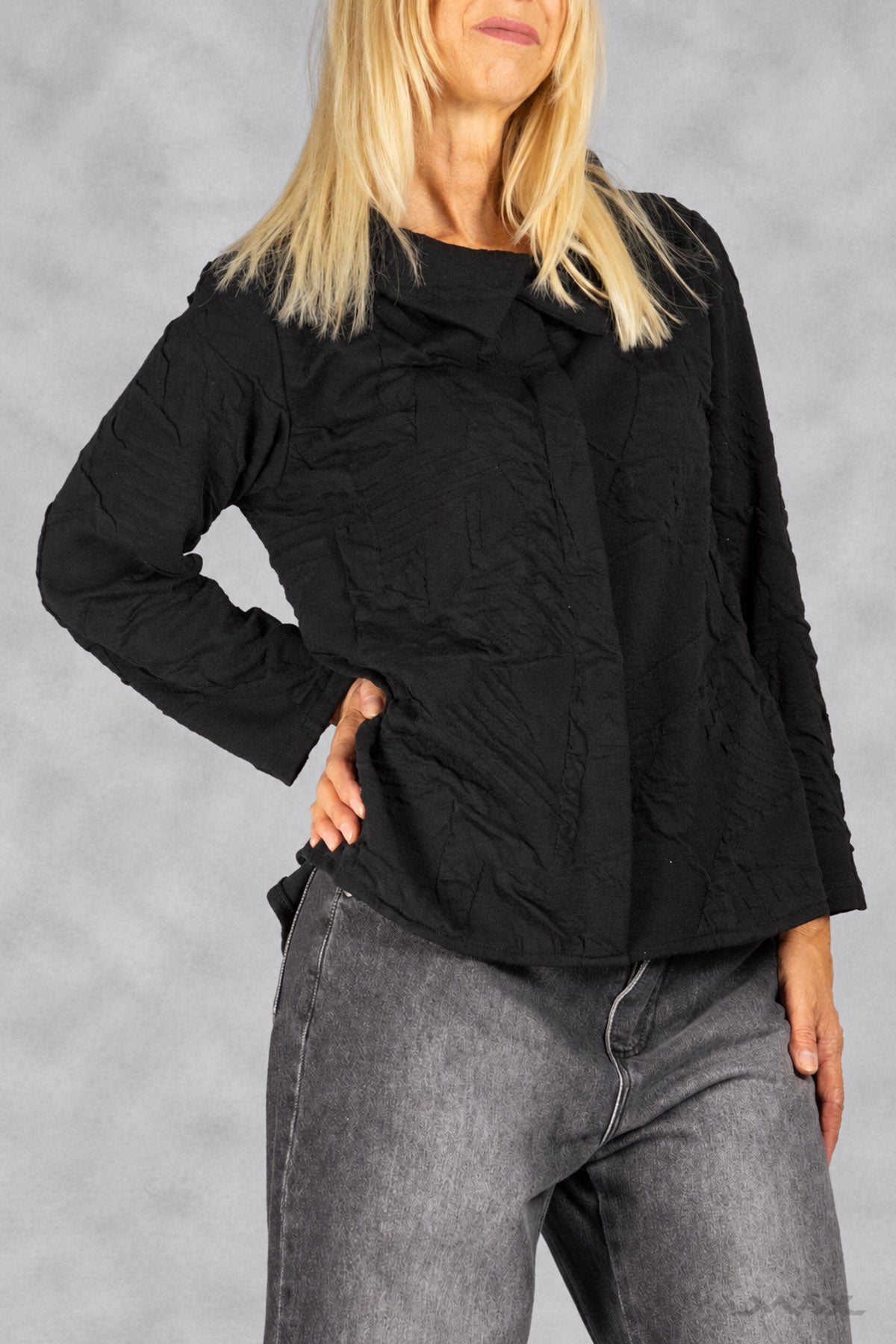 Strukturiertes Shirt mit Doppelkragen Gr. onesize(38-42)