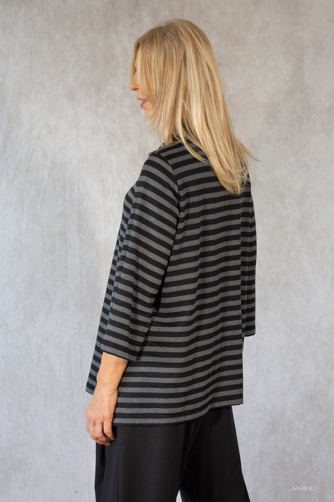 Langarmshirt gestreift mit Schalkragen Gr. Onesize (38-44)