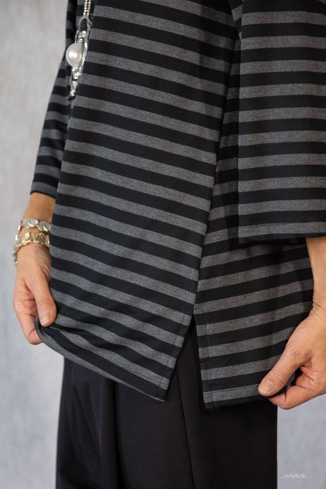 Langarmshirt gestreift mit Schalkragen Gr. Onesize (38-44)