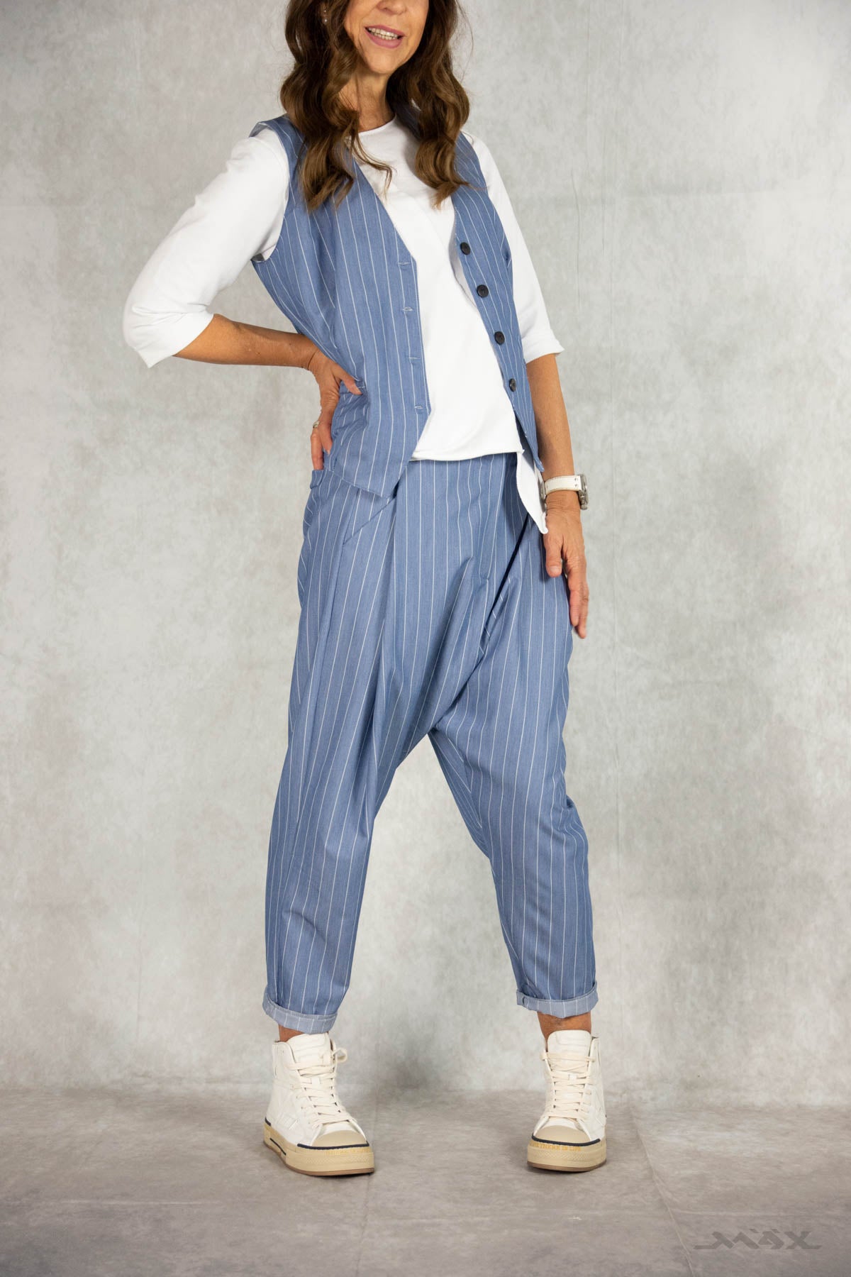 Haremshose mit Nadelstreifen in jeansblau Gr. onesize (38-42)