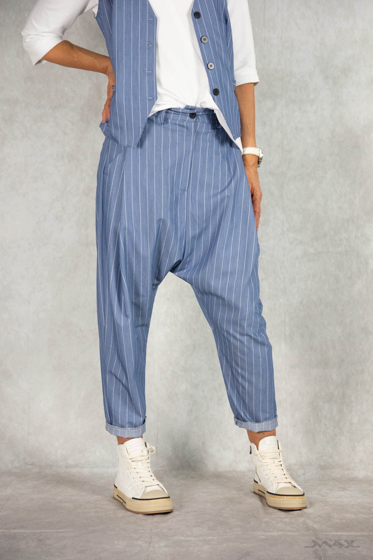 Haremshose mit Nadelstreifen in jeansblau Gr. onesize (38-42)