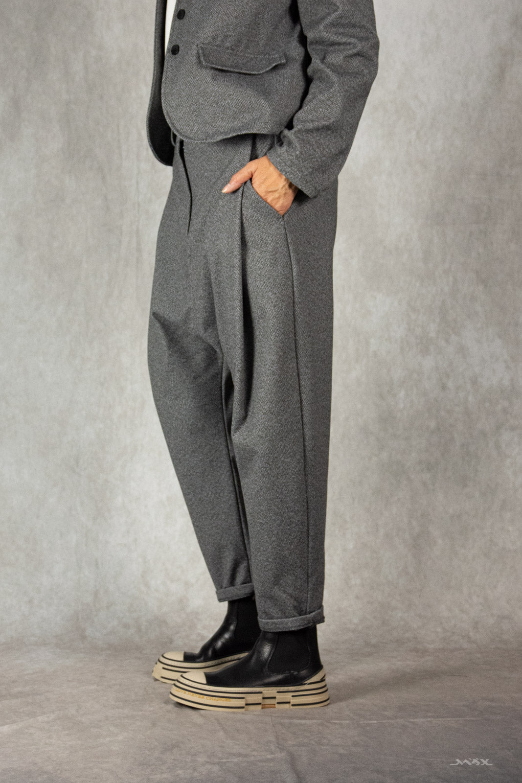 Baggyhose grau Tweed Gr. Onesize (38-44)