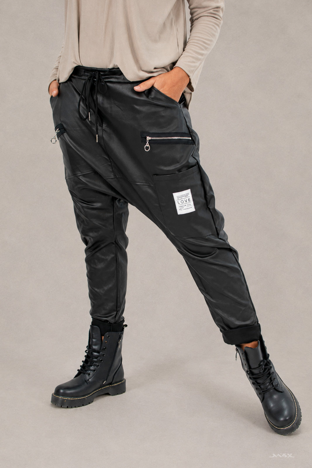 Haremshose in Lederoptik schwarz Gr. Onesize (38-42)