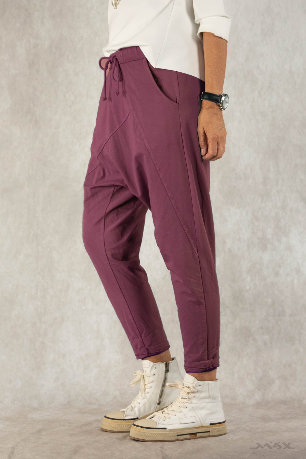 Haremshose aus Baumwolle bordeaux Gr. onesize(38-42)