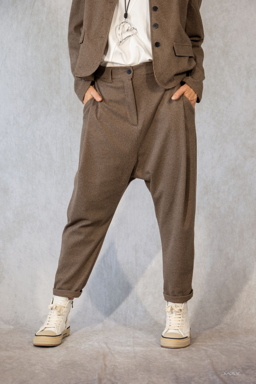 Baggyhose braun Tweed Gr. Onesize (38-44)