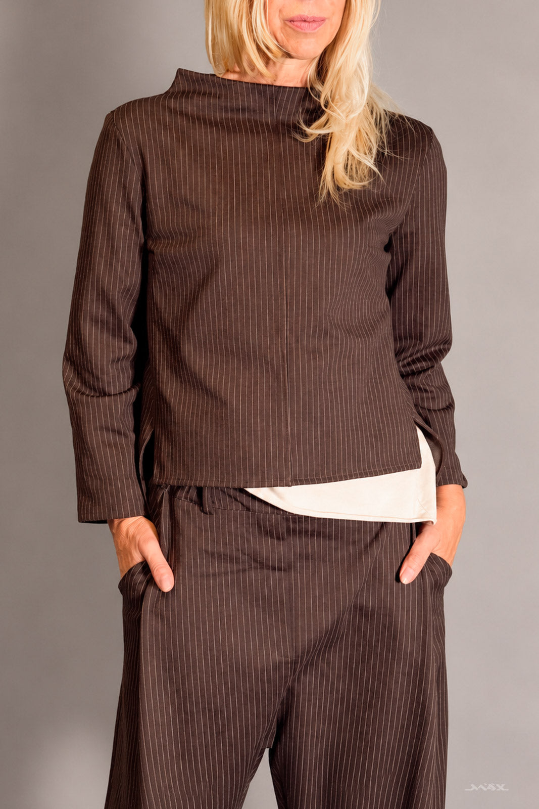 Vokuhila-Shirt gestreift Gr. Onesize (36-40)