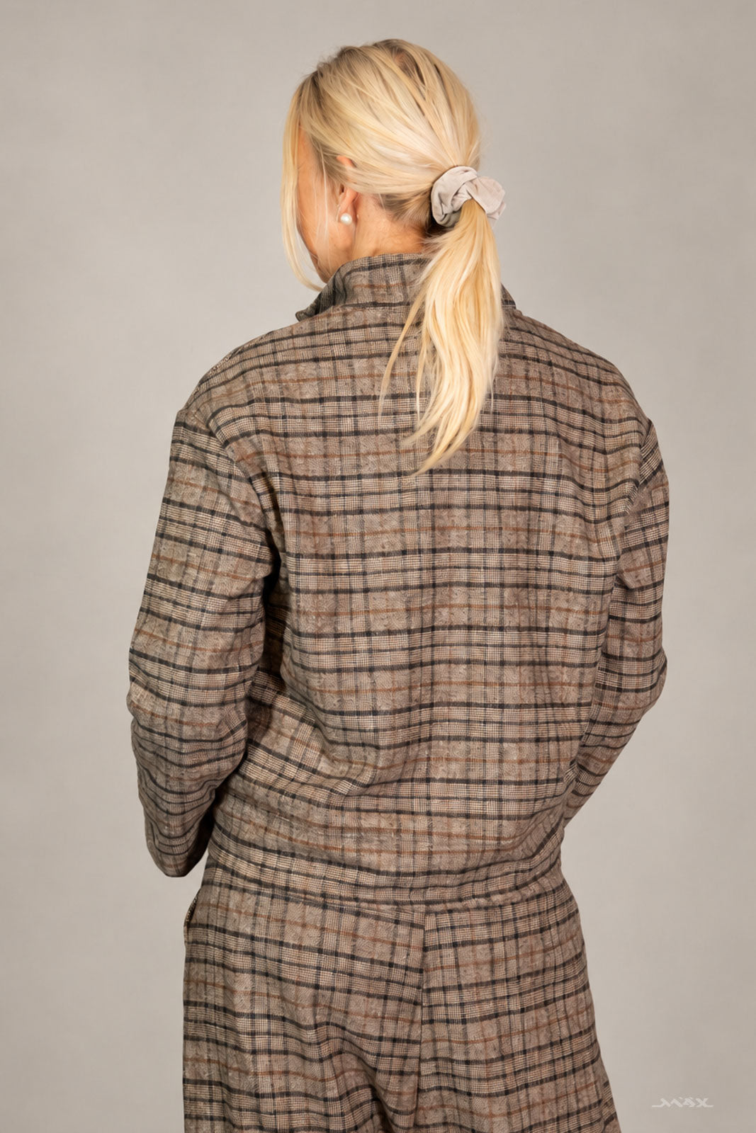 Glencheck-Jacke mit Knopfleiste braun Gr. Onesize (38-42)