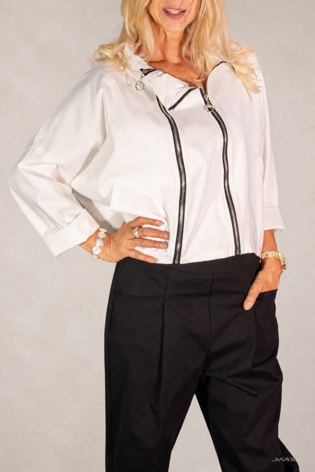 Zip Jacket with Patch Pockets, One Size (38–44)