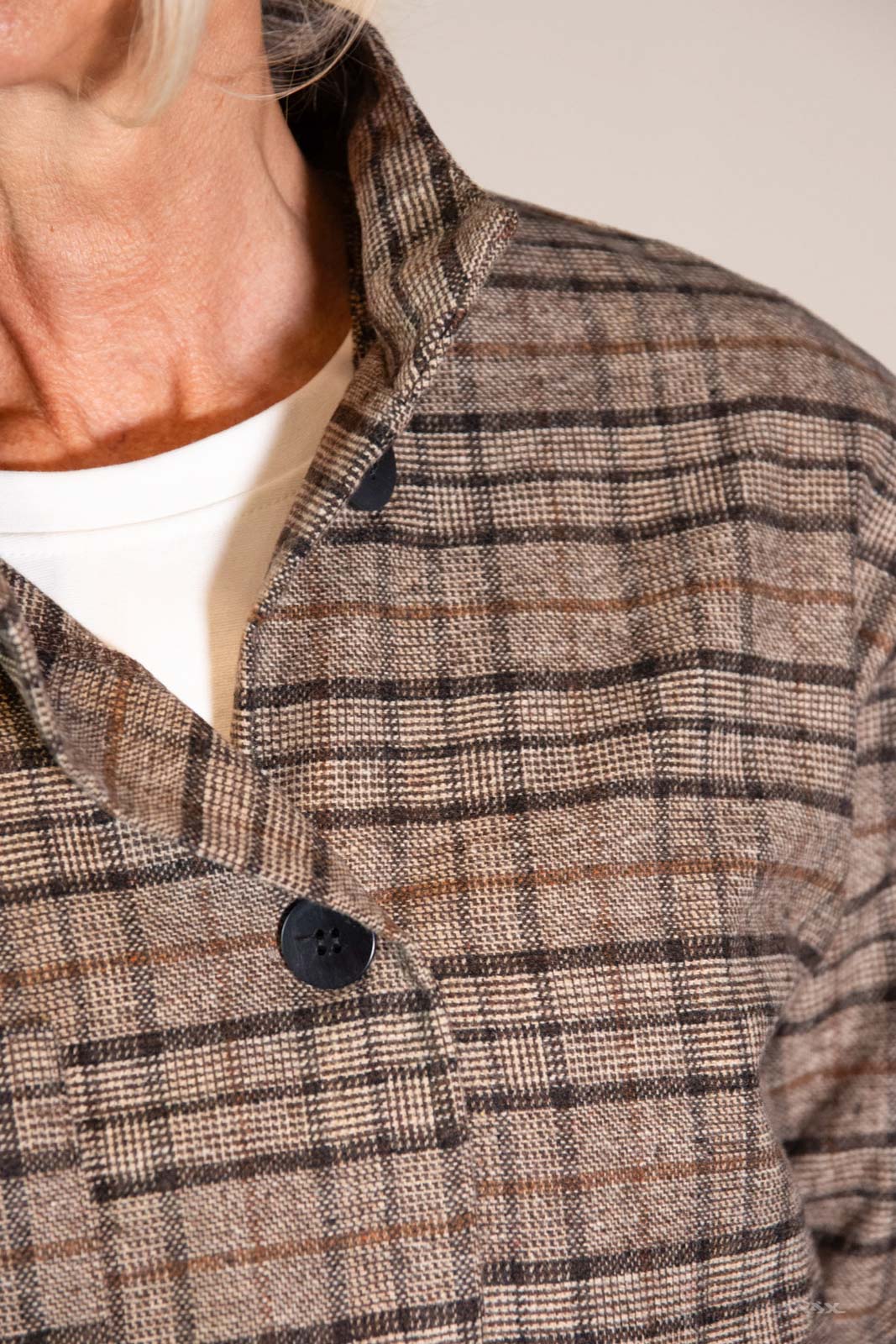 Glencheck-Jacke mit Knopfleiste braun Gr. Onesize (38-42)