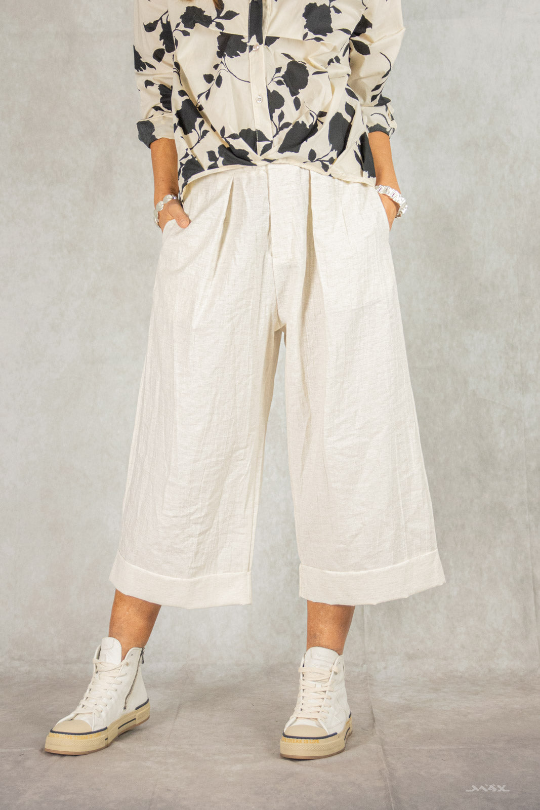 Culotte broek crème maat one size fits (38-40)