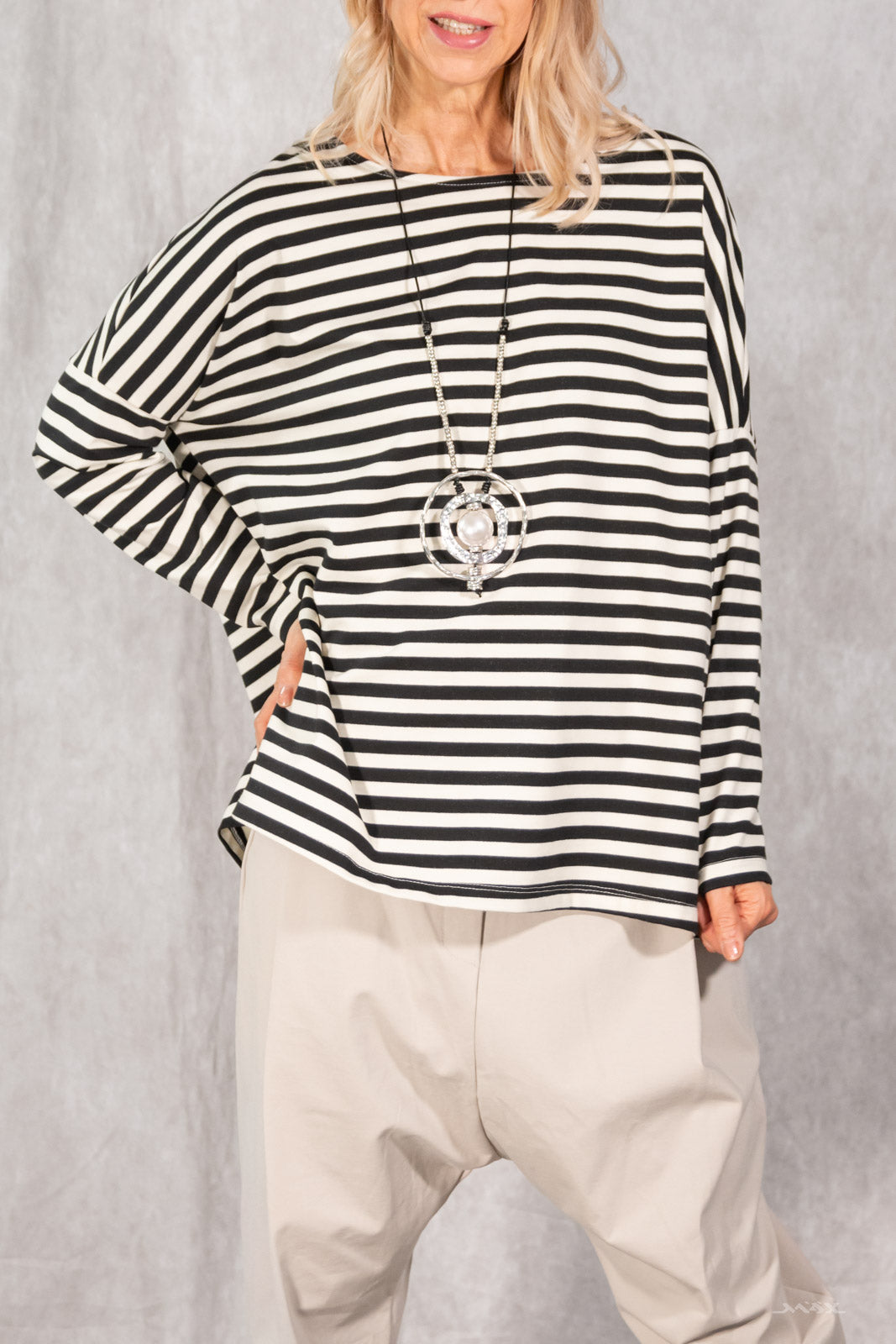 Langarmshirt gestreift Gr. onesize (38-44)