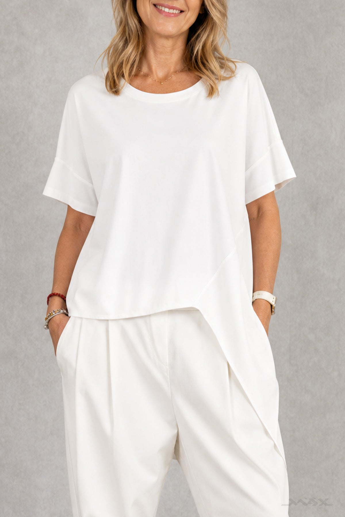 Asymmetrisch Activewear stretchshirt – One Size (38–44)
