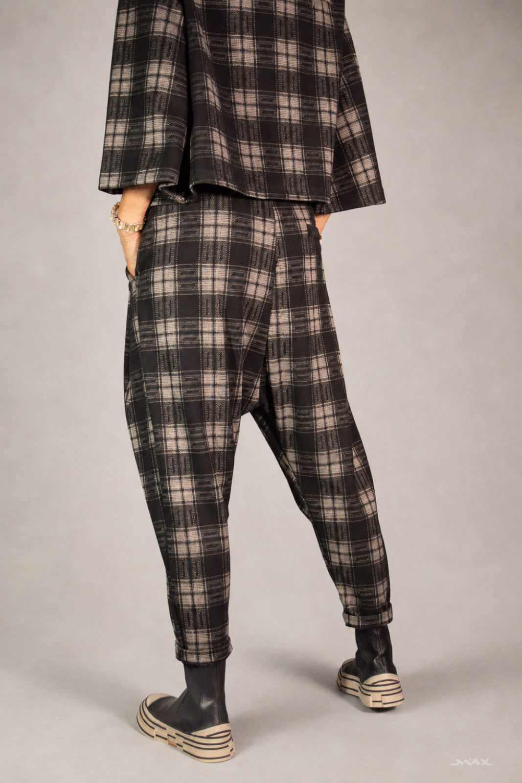 Soft Checked Harem Trousers - One Size (38–42)