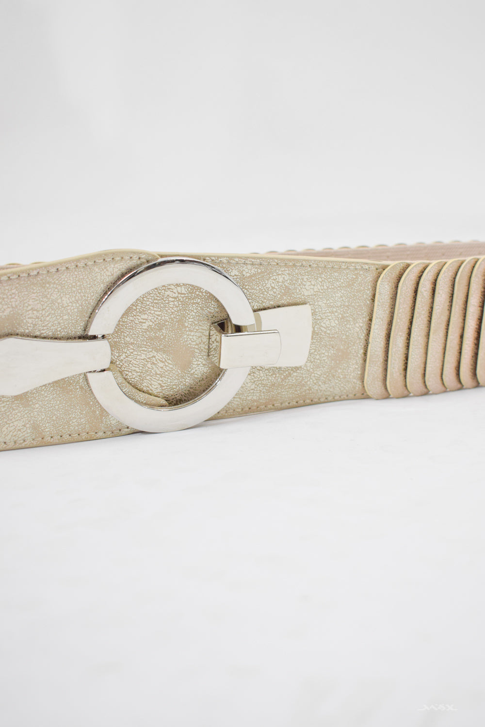 Stretchgürtel beige-gold mit Lamellen