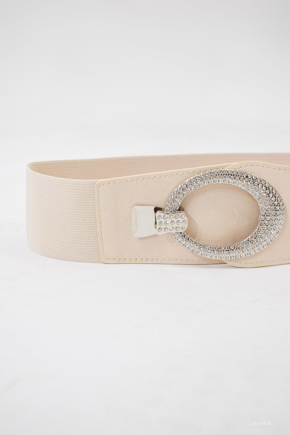 Stretchgürtel beige mit Strass-Schnalle